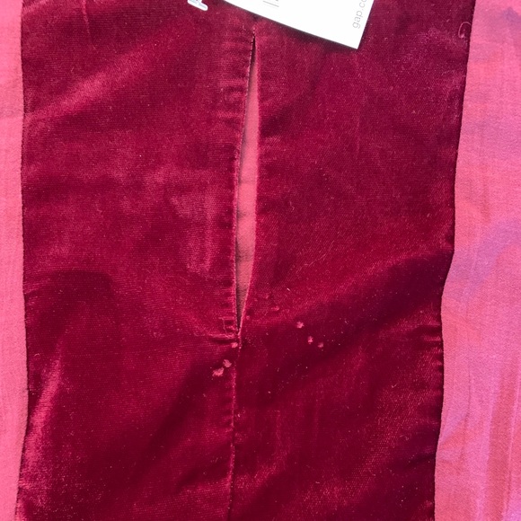 GAP Red Velvet Bib Split Neck Blouse - Picture 5 of 6